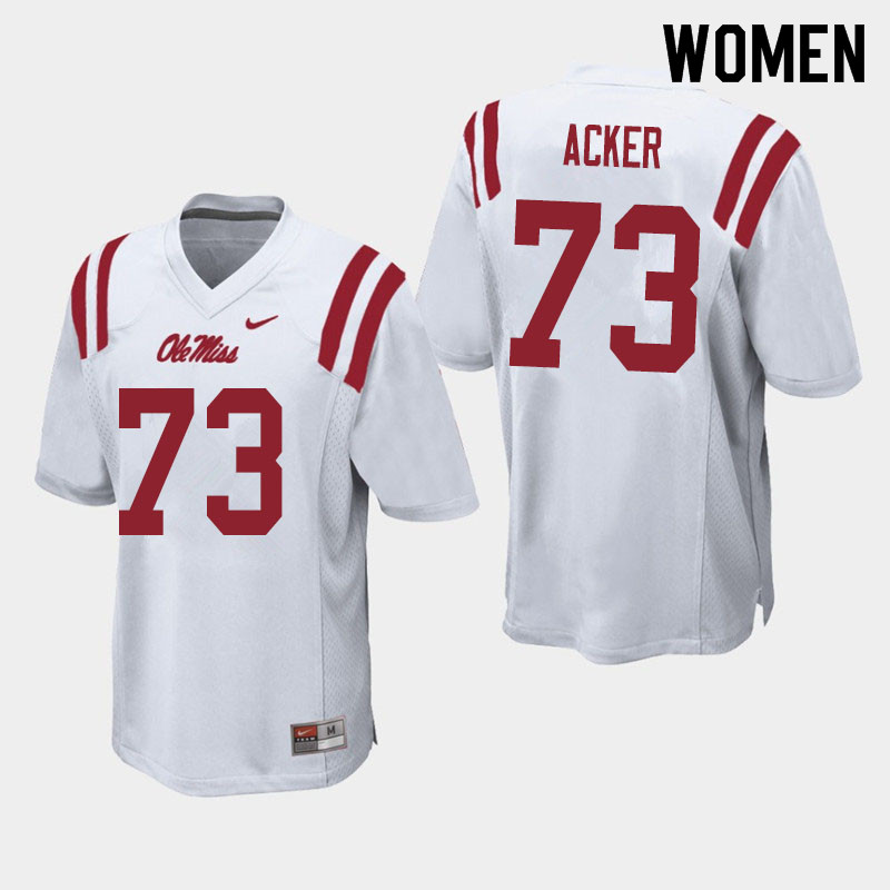 Women #73 Eli Acker Ole Miss Rebels College Football Jerseys Sale-White - Click Image to Close